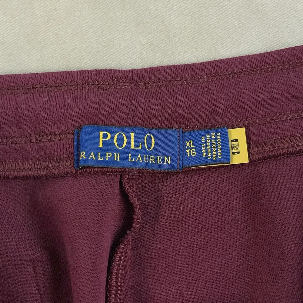 Polo Ralph Lauren Sweat Shorts Mens XL Burgundy Fleece Drawstring Pony Logo